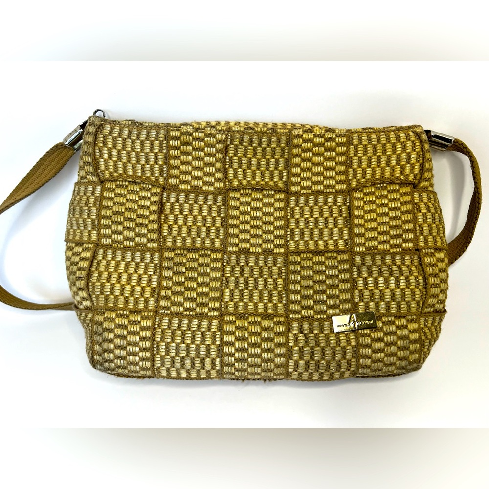 *3/$20* Alma Tonutti Made In Italy Beige Gold Weave Shoulder Strap Tote Bag